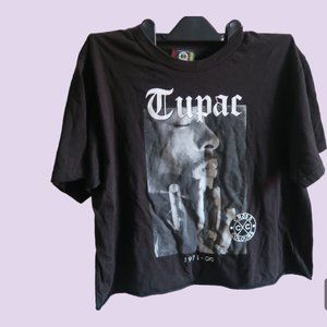Cross Colours tupac shakur 1971- music band tee cropped in black and white M